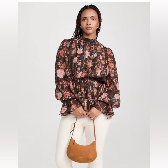 Hemant & Nandita Pleated Floral Blouse size Small - Picture 1 of 16